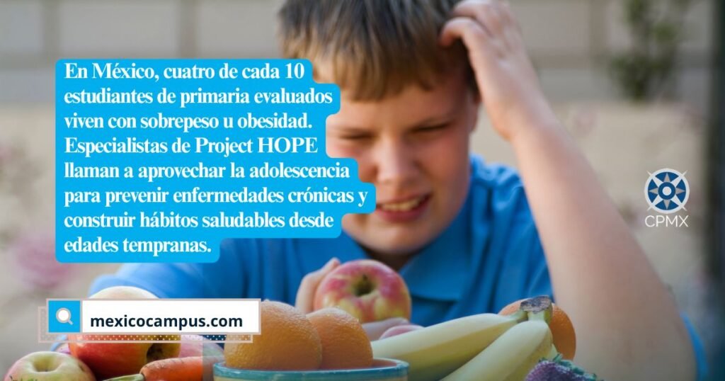 La salud de los adultos del futuro comienza hoy… 4 de cada 10 estudiantes de primaria en México viven con sobrepeso u obesidad.